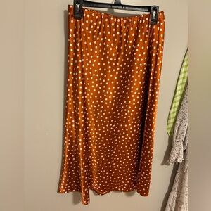 Orange white polka dot skirt